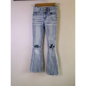 BKE Youth Girls Flare Jeans Size 10 Light Wash Distressed Bootcut Denim
